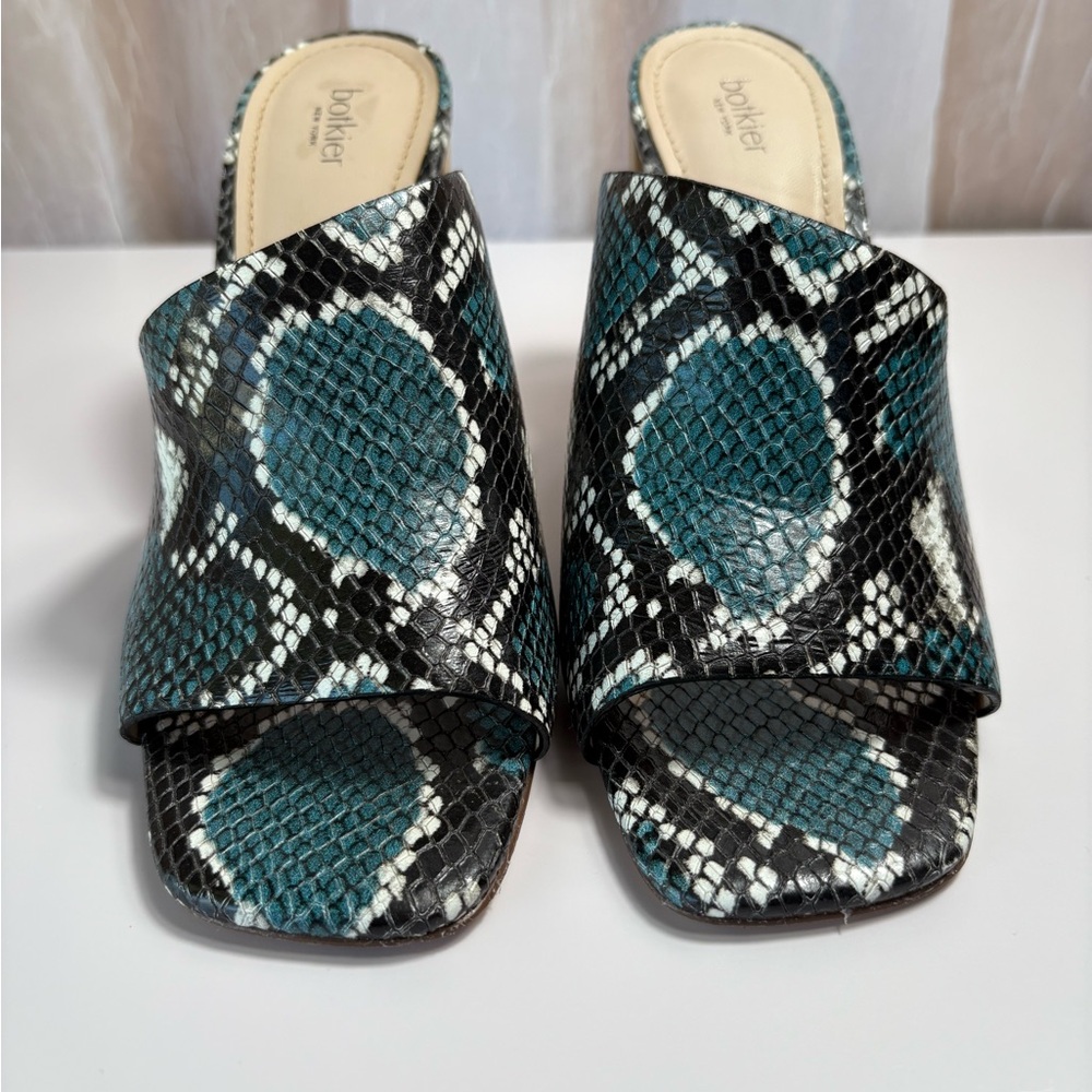 botkier Ross Block Heel-Slide Sandal in Snake Print Leather-Size: 7.5-Preowned - Picture 2 of 7